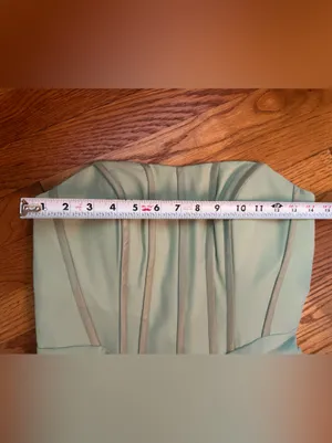 Strapless Sage Green Evening Gown Size 6 thumbnail 7