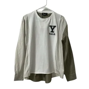 Zara White and Beige Contrasting Oversized Yale T-shirt(Size Small) thumbnail 3