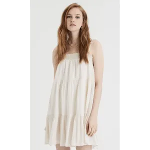 American Eagle Ivory Babydoll Dress with Smocked Bodice Size XS Lined boho style thumbnail 16
