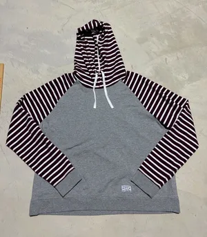 Orvis Gray Hoodie with Burgundy Stripe Sleeves large thumbnail 1