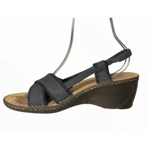 UGG‎ Black Sling back Sandals Wedge Heels Summer Comfort Canvas Stretch Sz 10 thumbnail 2