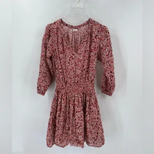 Sundry Red Floral Long‎ Sleeve Cotton Dress Size medium thumbnail 2