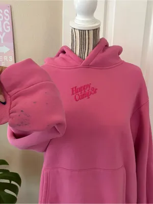 Happy camper pink raspberry puff series hoodie pullover preppy small casual infl thumbnail 9