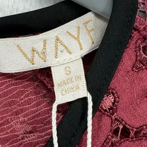 WAYF Aubergine Lace Dress Floral Cap‎ Sleeve Lined Party Cocktail Small thumbnail 6