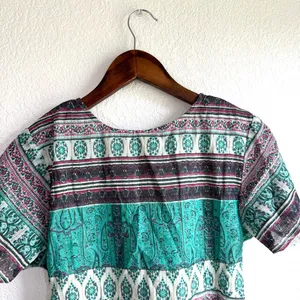 NEW Anthro Raga Womens Dress Teal Caravan Short Wrap Short Sleeve Size Small thumbnail 4