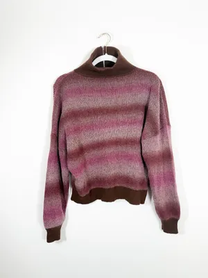 NAADAM Merino Cashmere Space Dye Quarter Zip Stripe Sweater Pink Red Medium thumbnail 4