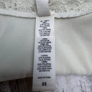Skims Logo Pointelle Bralette XS Bone Lace Trim Rosette NWT thumbnail 4