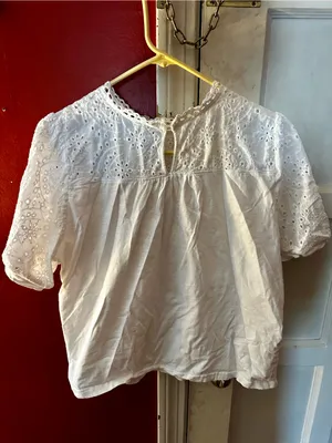 Jack + Avery White Cotton Eyelet Lace Top XL Short Sleeve Blouse Fairy Coquette thumbnail 6