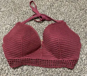 Shade & Shore Pink Crochet Corset Bikini Top thumbnail 2