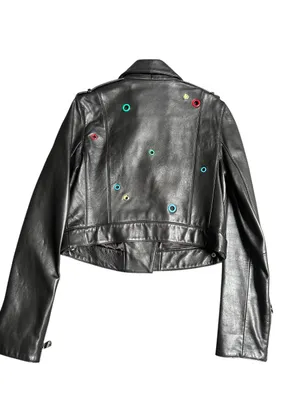 Sam Edelman colorful grommet leather moto jacket Size Small thumbnail 3