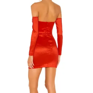 Lovers + Friends Aylah Red Long Sleeve Strapless Mini Dress size Medium $168 thumbnail 14