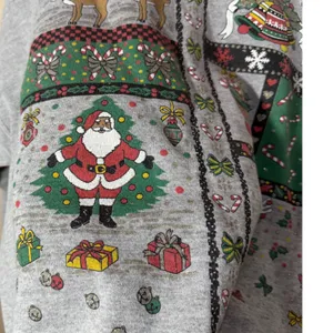 Vintage Tultex Ugly Christmas‎ Sweatshirt Gray XL Made in USA 90s thumbnail 3