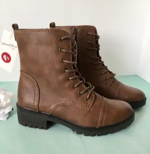 Combat Boots, Size 6 1/2 Brown thumbnail 3