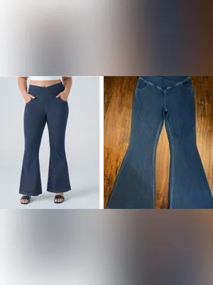 Halara Flex High Waisted Crossover Pocket Washed Casual Flare Jeans Size L NWT thumbnail 2