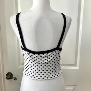🌙 UO Rae Velvet Cropped Tank Top in White Polka Dot thumbnail 9
