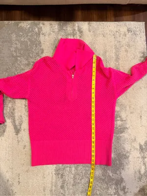 Source Unknown Hot Pink Collared Zip-Neck Women's Sweater thumbnail 7