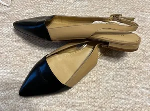 Michael Kors Classic Two-Tone Pointed Toe Slingback Flats - Black and Tan thumbnail 1