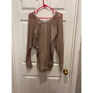 Moda International Cotton‎ Cashmere Batwing V-Neck Sweater Taupe Large thumbnail 5