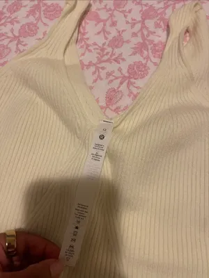 Lululemon Ribbed Knit Cropped Tank Top Lemon Sorbet NWT attached Size 12 thumbnail 8
