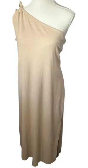 Old Navy‎ XXL One Shoulder Sleeveless Ribbed Knit Maxi Dress Beige Neutral thumbnail 1