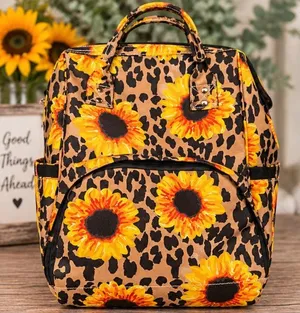 Sunflower Leopard Print Backpack Diaper Bag thumbnail 1