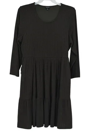 Torrid Size 2 18/20 Olive Ribbed Knit Tiered Midi Dress Long Sleeve Pockets thumbnail 1