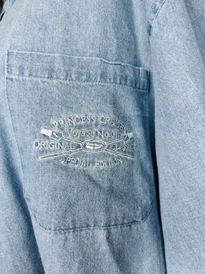 Princess Cruises Blue Womens Button Down Cotton Denim Shirt Sz M Vintage thumbnail 3