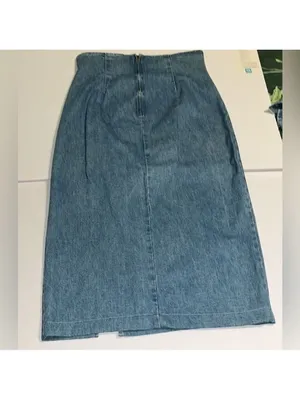 Vintage Jean skirt • lace embroidered detail • 90s • made in USA • SWITCH thumbnail 6
