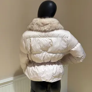 Winter Jacket Short Jacket Coat Trench Overcoat Parka Puffer Fur Collar Bomber thumbnail 6