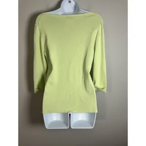 VTG Belford for Neiman Marcus Lime Green Knit Top - 3/4 Sleeve‎ Cotton Blend M thumbnail 4