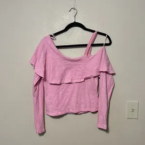 Anthropologie Postmark‎ Pink One Shoulder Ruffle Top size Small thumbnail 2