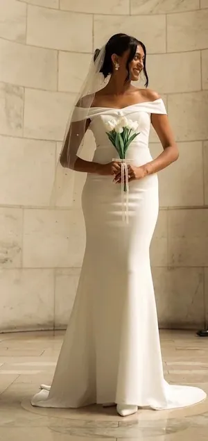 NWT Lulus Arienne White Off-the-Shoulder Mermaid Maxi Dress- Still Full Price thumbnail 1
