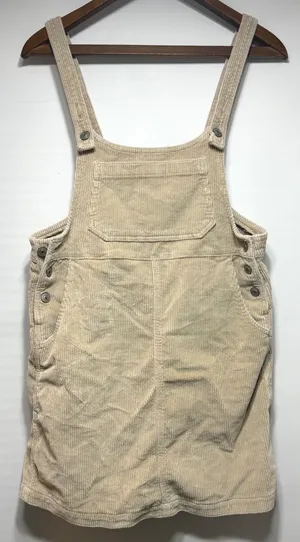 Corduroy Pinafore Dress Overall Mini Tan American Eagle Medium‎ thumbnail 1