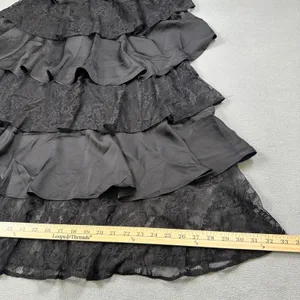 VERO MODA Maxi Dress Womens M Black Lace Ruffle Tiered Overlays Straps NWT thumbnail 5