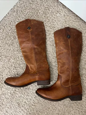 Frye Cara Boots in Cognac Leather - Size 6.5 B thumbnail 4