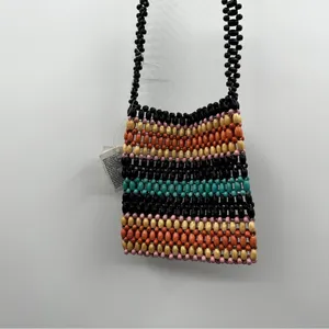 American Eagle Multicolor Boho‎ Retro Beaded Small Crossbody Purse thumbnail 3