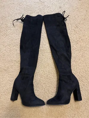 Marc Fisher Neela Black Suede Over The Knee Block Heel Boots Size 7.5 thumbnail 2