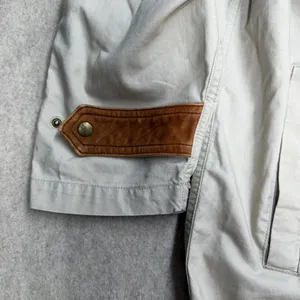 Vtg American Eagle Duster Womens Large Beige Heritage Leather Trim Academia 90s thumbnail 6