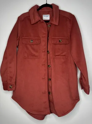 Old Navy Womens Rust Orange Wool Blend Shacket Button Front Shirt Jacket Small thumbnail 1