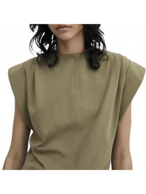 Mango Cotton Knitted Dress with Turn-Up Sleeves Dates Khaki Green NWT Size 2/XS thumbnail 4