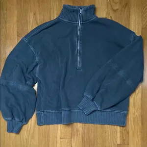 Aerie Dark Gray Quarter-Zip Sweatshirt thumbnail 3