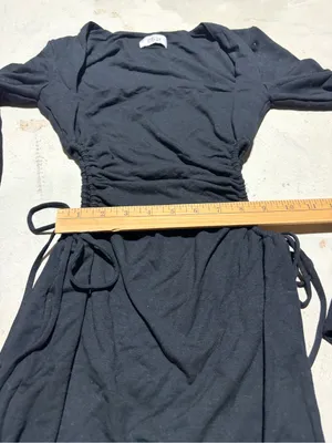 Oh Polly Black Long-Sleeve Ruched Side Tie Dress 4 thumbnail 6