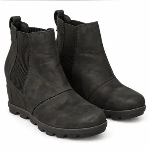 Sorel black wedge Chelsea ankle boots in very good preowned condition. thumbnail 1