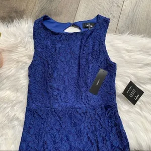 NWT Lulu’s Lace Overlay Royal Blue Dress Gown Size Small thumbnail 6
