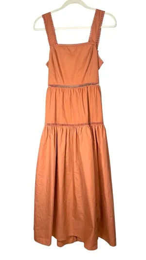 By The River NWT Tiered Tie Back Maxi Dress With Crochet Inset Detail Sz S thumbnail 1