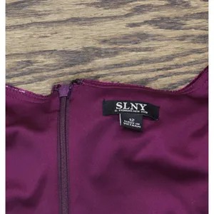 NWT SLNY Womens Short Embellished Sheath Velvet Dress Magenta Velvet Purple 12 thumbnail 6