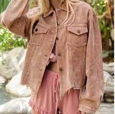 12th Tribe Oversized Raw Edge Corduroy Shacket | M thumbnail 1