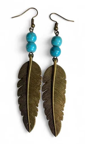🪶 Handmade Bronze Feather Earrings thumbnail 1