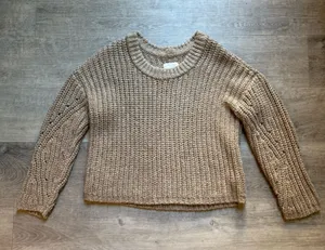Aerie Wide Ribbed Tan Pullover Sweater Size XS Cotton Blend Measurements Length: approx. 22in from shoulder to hem Chest: approx. 22in from armpit to armpit lying flat 1188B60626e thumbnail 1
