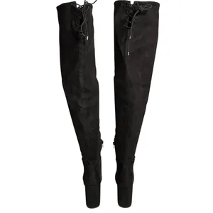 Chinese Laundry Black Suede Lace Up Back Chunky Heel Over The Knee Boots‎ Size 8 thumbnail 14